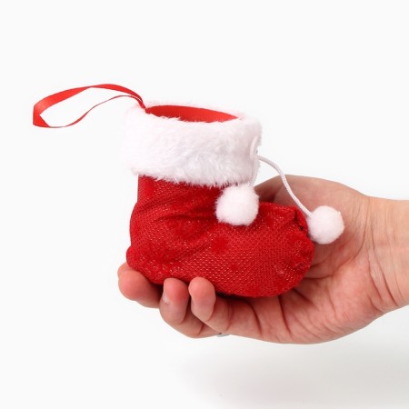 Gift packaging "Boot", a bow with pompons and a white edge-4