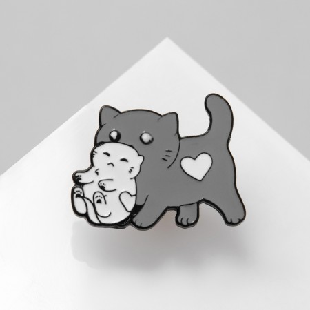 Icon "Cat with a kitten", the color is gray-white in ferrous metal