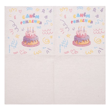 Single -layer paper napkins "Happy Birthday" Cake 24x24 cm, set 20 pcs.-7