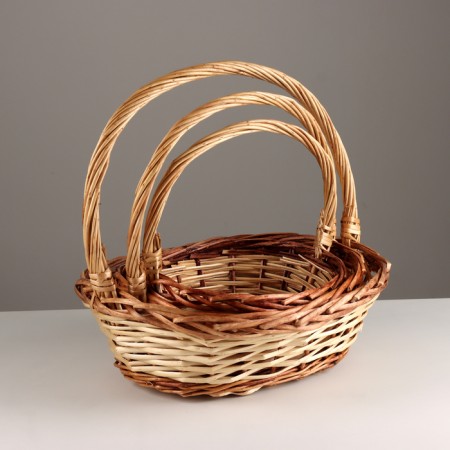 A set of baskets of 3 pcs, 42x33x14.5hh36.5, natural/white, willow-1