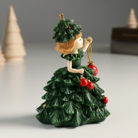 Souvenir Polystone "Girl in a Christmas tree costume" 9x8.5x12 cm-1