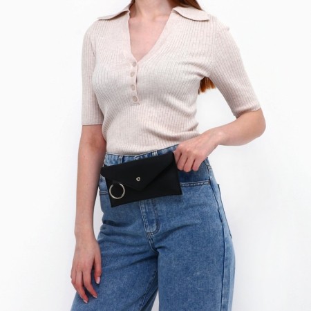 Female belt bag on the button, black color-6