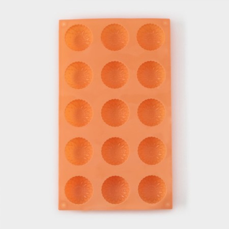 Silicone form for baking "Flowers. Chrysanthemum ", 29 × 17 × 2 cm, 15 cells, orange color-2