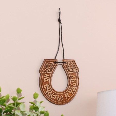 Horseshoe "for good luck and luck", on a rope, 7 × 8 cm, birch bark-1