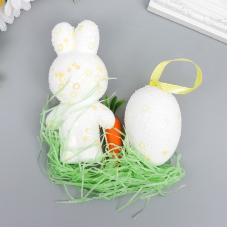 Decor "Bunny with egg and carrot in sprinkle" set of 12 cm-2