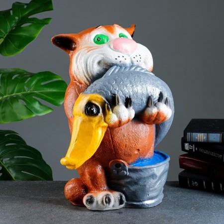 Piggy bank "Cat Fisherman Medium" 41x23x18cm