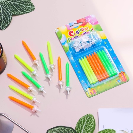 Candles in the cake "Color", 6 cm, classic, set 10 pcs