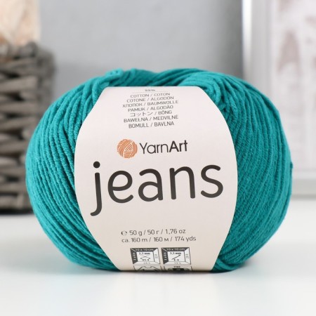 Jeans yarn 55% cotton, 45% acrylic 160m/50g (63 peacock green)-1