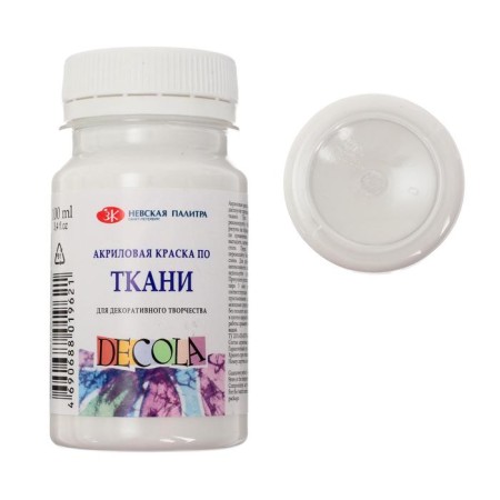 Paint on fabric, bank 100 ml, ZHK Decola, white 4127104, (water -based acrylic)