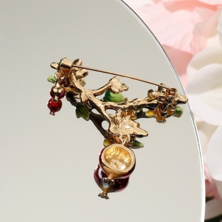Brooch "Pomegranate" Blooming, color in gold-2