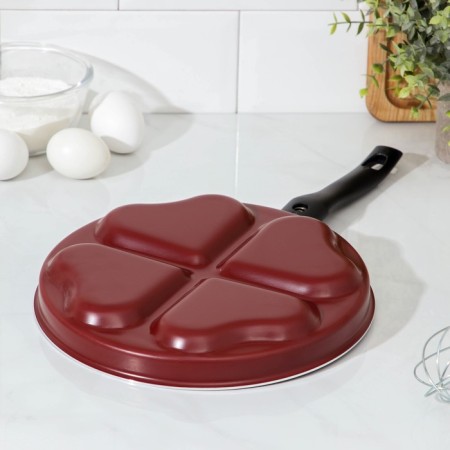 Happy Heart, d = 26 cm, plastic handle, anti -stick coating, burgundy color-2