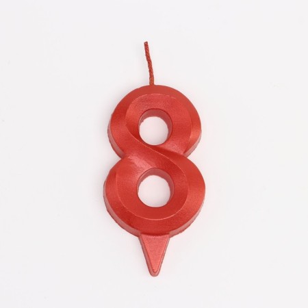 Candle in the Cake "Fine", number "8", red metallic, 6.5 cm-3