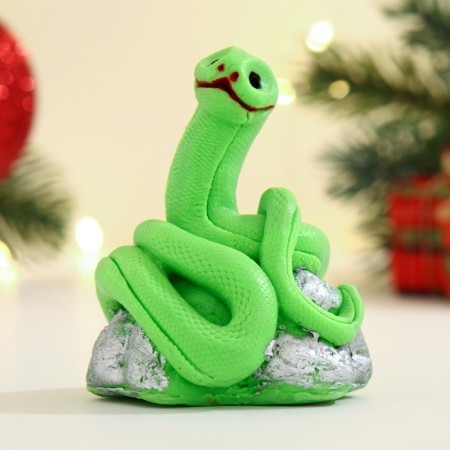Figure soap "Snake on Stone" Green, 80g-1