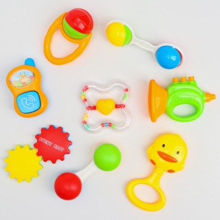 A set of rattles "Bottle. Happy baby ", 8 pcs., Gift packaging