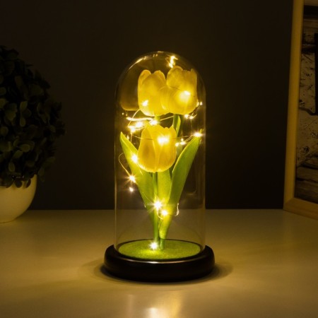 Nightlight "tulips" LED 3HAAA yellow 10.5x10.5x22cm-1