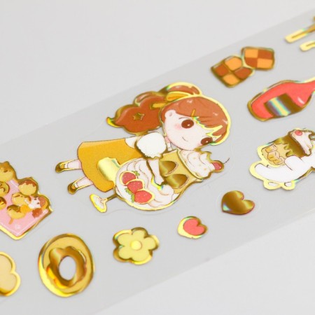 Sticker plastic gold embossing "Girls" 2 sheets mix 6.5x22.5 cm-3