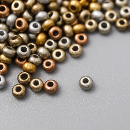 Glass beads 11/0 "metallic. Melange. Gold and silver" 10 g-1