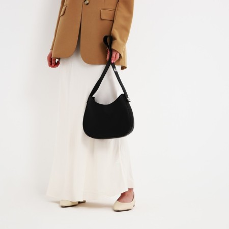 Female bag on one shoulder, on a zipper, black color-8