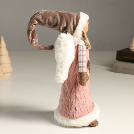 Interior doll "Angel Marfusha in a pink knitted dress with a heart" 35 cm-1