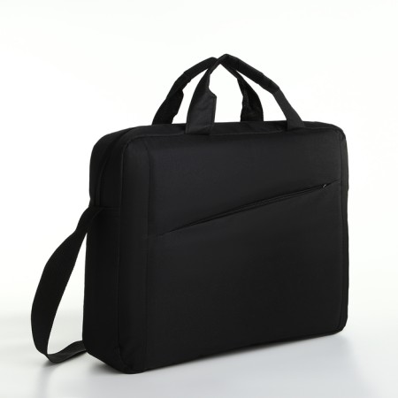 Laptop bag with a zipper, outer pocket, black color