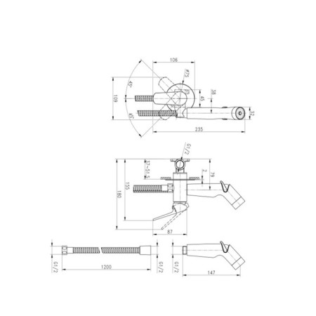 Hygienic shower mixer cersanit flavis, built -in, one -rod, chrome-2