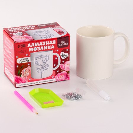 Diamond mosaic on a mug with a partial filling of "tender", 300 ml-1
