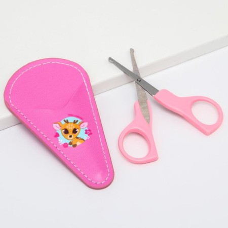 Children's, safe, manicure scissors "Olenenok", pink color-1