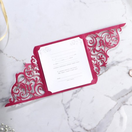 Invitation to the wedding Carved "Love forever...", burgundy color-1