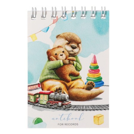 Notepad A7, 40 sheets in a cage on the crest "Lovely Animals", Cover Cover Cardboard, Mix-3