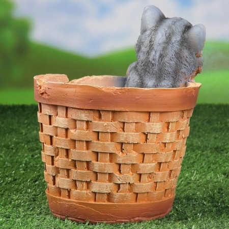 Figure pot "A kitten in a round basket" 20x18cm-2