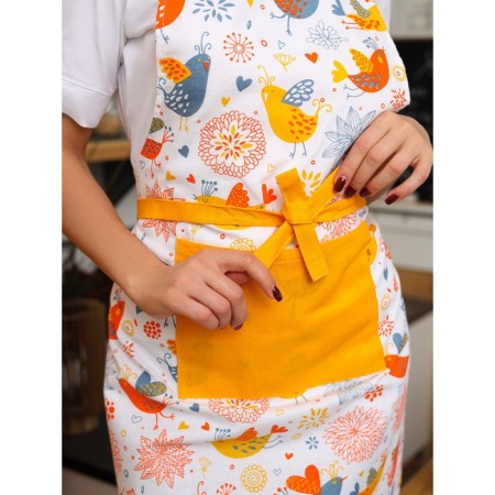 Female apron Birds, size 60x80 cm, orange color-3