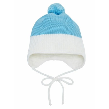 A cap on ties with a pompom Children's Amarobaby Pure Love Wind, with a lining, size 38-40 cm, blue color-4