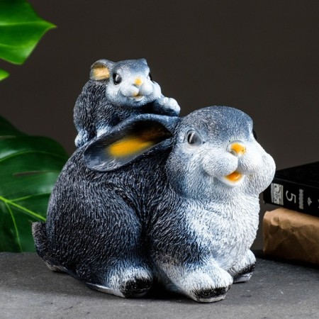 Копилка "Зайчиха с зайчонком" 15х8х10см-4