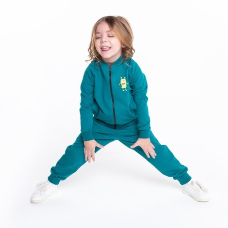 Kit (sweatshirt, trousers) for a girl, emerald color, height 110 cm-1