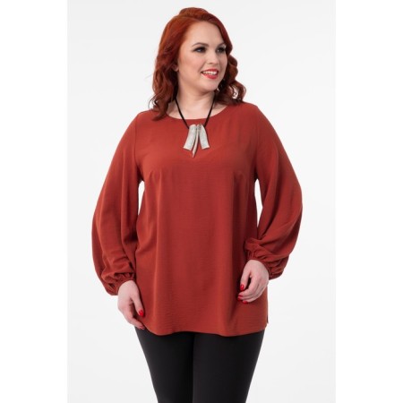 Female blouse, size 52, Terracotta color-3