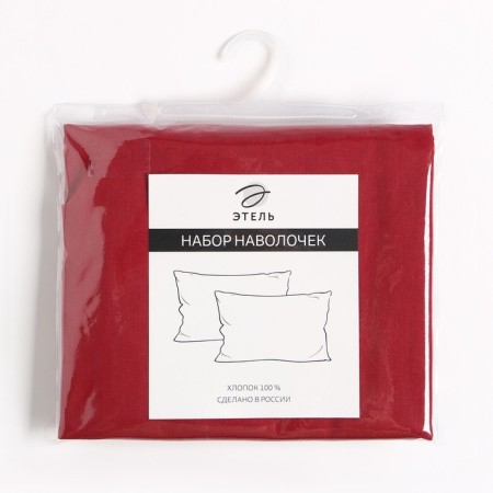 Set of pillowcases "Ethel" col. red, 50x70 cm - 2 pcs, 100% cotton, calico-2