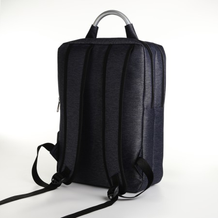 City backpack on a zipper, 2 pockets, with USB, blue color-3