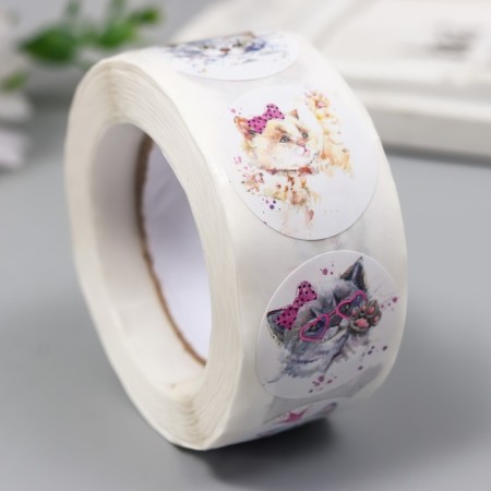 Stick Paper "cat" d = 2.5 cm 500 pcs in a roll 3x6.5x6.5 cm-1