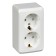 Double SE SE "Study", 16 A, 250 V, overhead, with salary, curtains, IP20, white, PA16-008B