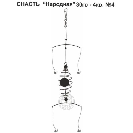 Tackle "People's", 4 hooks No. 4, 30 g