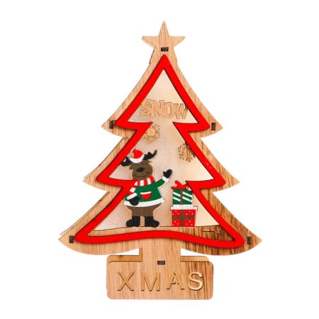 New Year's light decor desktop "Fir tree with a deer" 15 × 20 × 2 cm-1