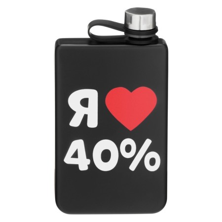 Flaw for alcohol "I love 40%", stainless steel, gift, 270 ml, 9 oz-1