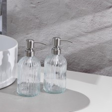 A set of bathroom dispensers, 400 ml, glass, transparent