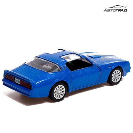 Metal machine Pontiac Firebird, 1:32, doors, inertia, blue color open-4