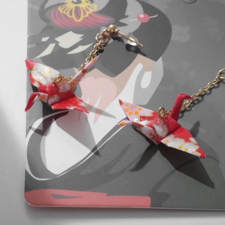 Earrings with pearls "Japan" Bright Origami, colored in gold-1