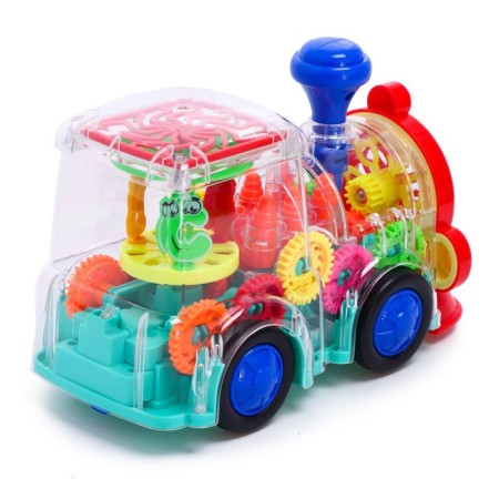 The locomotive "gears", light and sound effects, works from batteries, mix-2