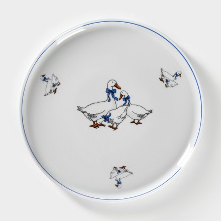 Porcelain dish for pizza "geese", d = 30 cm, mix