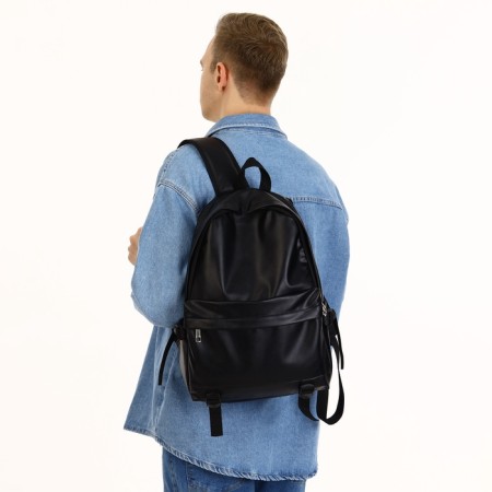 City backpack on a zipper, black color-1