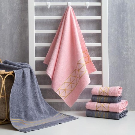 Trick "rhombus" pink 50x90 cm, 100% cotton, 370g/m2