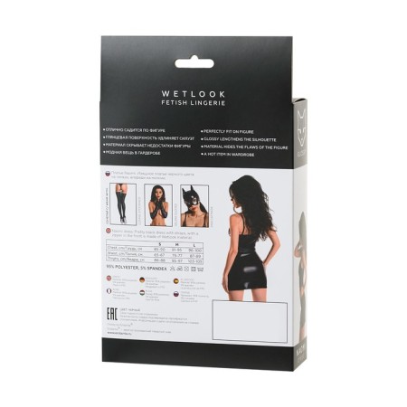 Glossy Naomi dress from Wetlook material, Black, L-4
